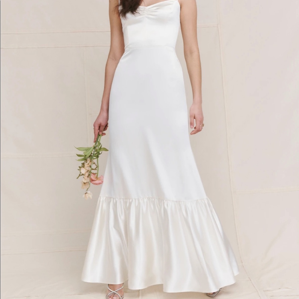 Reformation Venetia Bridal 100% Silk Dress in Ivory NWT